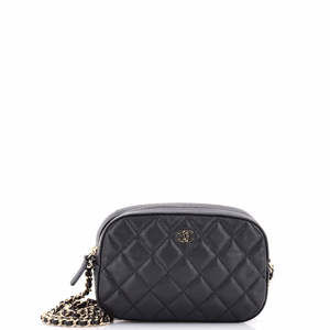 Chanel Mini Zip Around Chain Camera Case Quilted Caviar